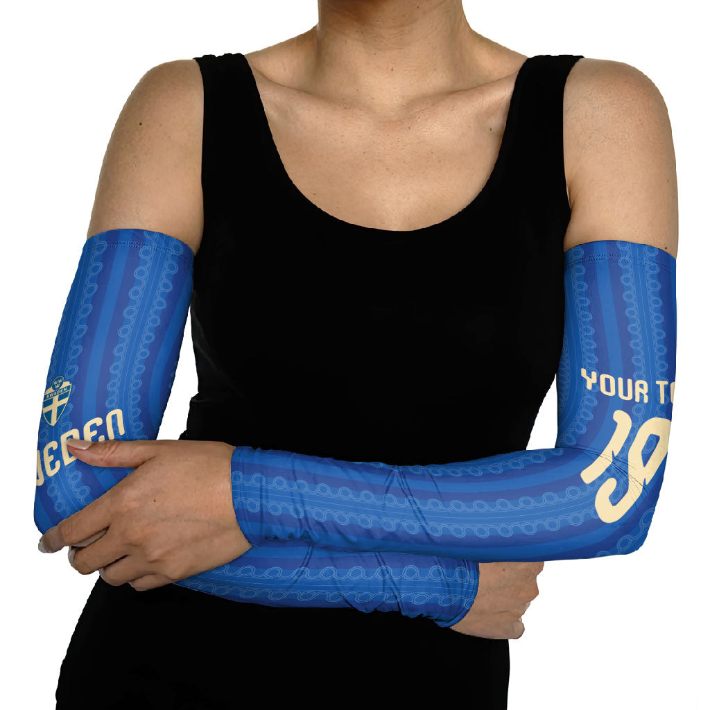 Custom World Football 2026 Sweden Arm Sleeves Swedish The Blue and Yellow Champions