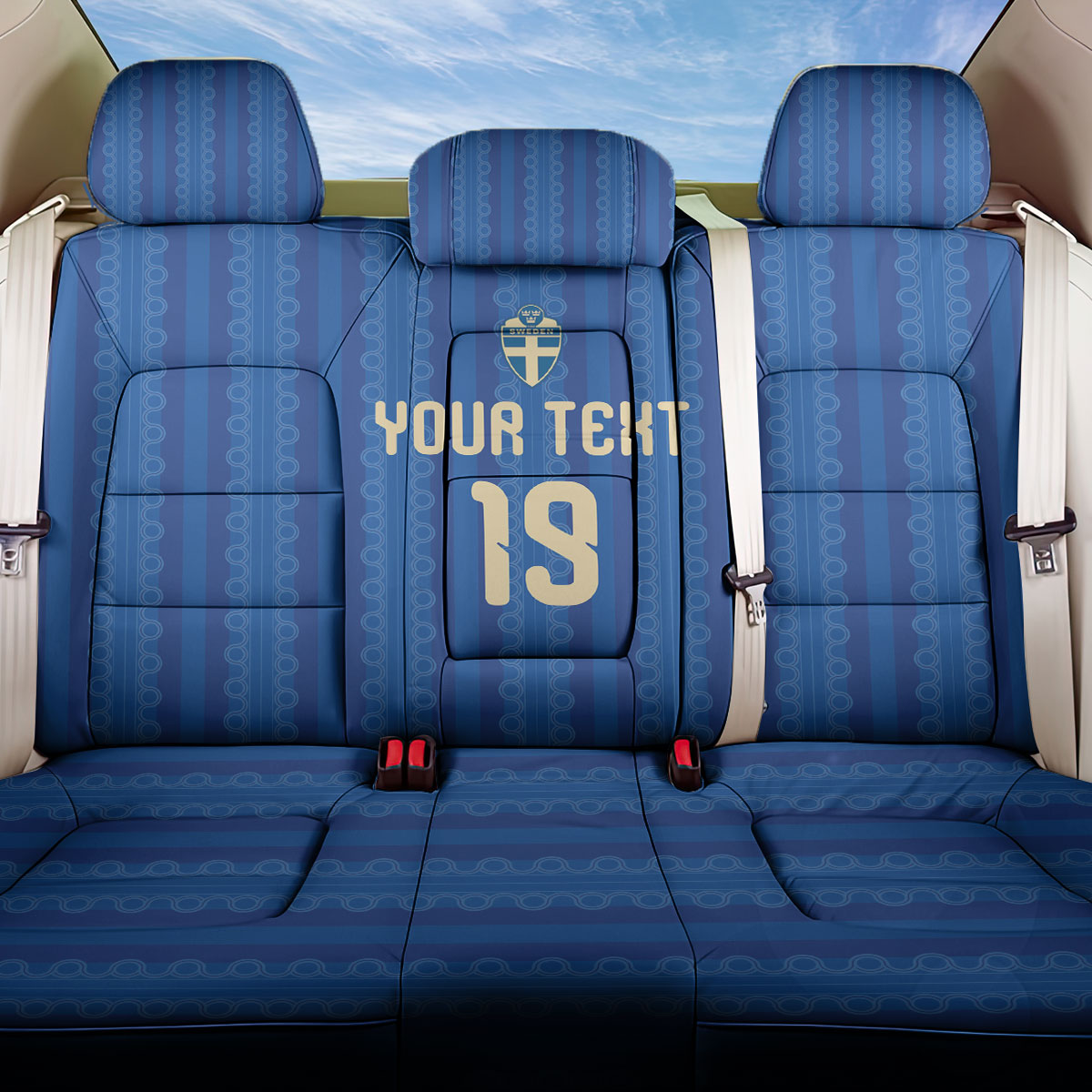 Custom World Football 2026 Sweden Back Car Seat Cover Swedish The Blue and Yellow Champions