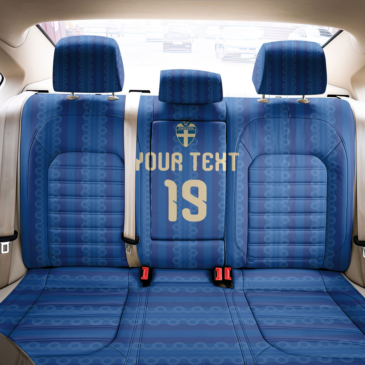 Custom World Football 2026 Sweden Back Car Seat Cover Swedish The Blue and Yellow Champions