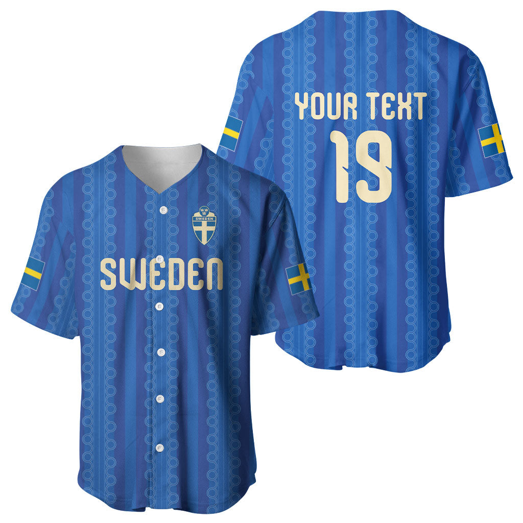 Custom World Football 2026 Sweden Baseball Jersey Swedish The Blue and Yellow Champions