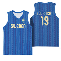 Custom World Football 2026 Sweden Basketball Jersey Swedish The Blue and Yellow Champions