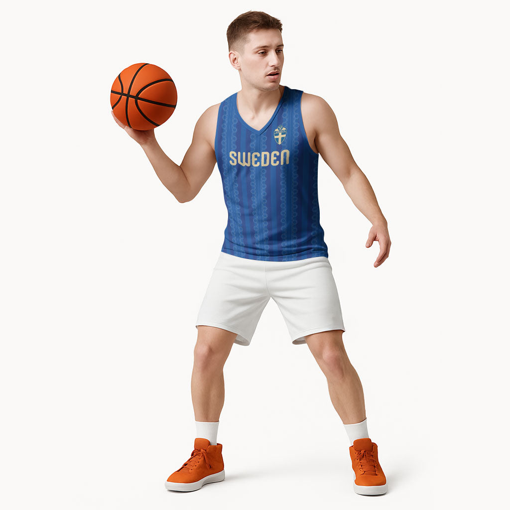 Custom World Football 2026 Sweden Basketball Jersey Swedish The Blue and Yellow Champions