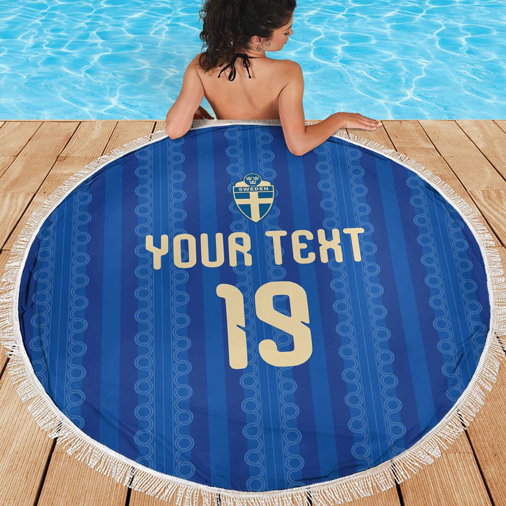 Custom World Football 2026 Sweden Beach Blanket Swedish The Blue and Yellow Champions
