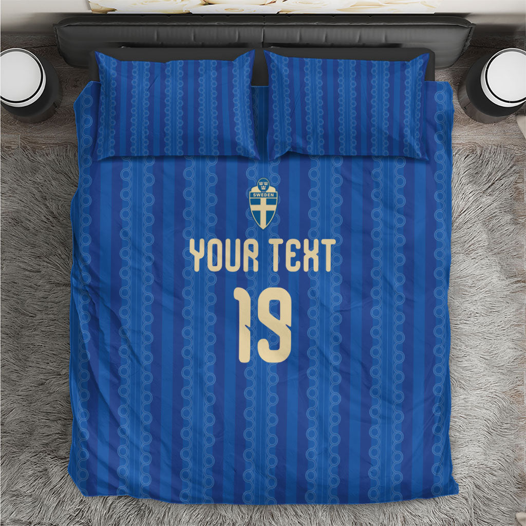 Custom World Football 2026 Sweden Bedding Set Swedish The Blue and Yellow Champions