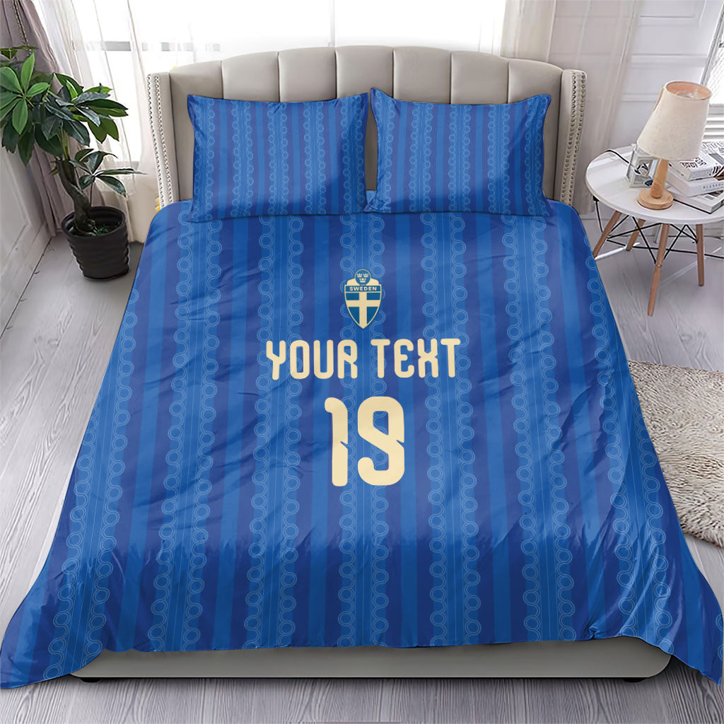 Custom World Football 2026 Sweden Bedding Set Swedish The Blue and Yellow Champions