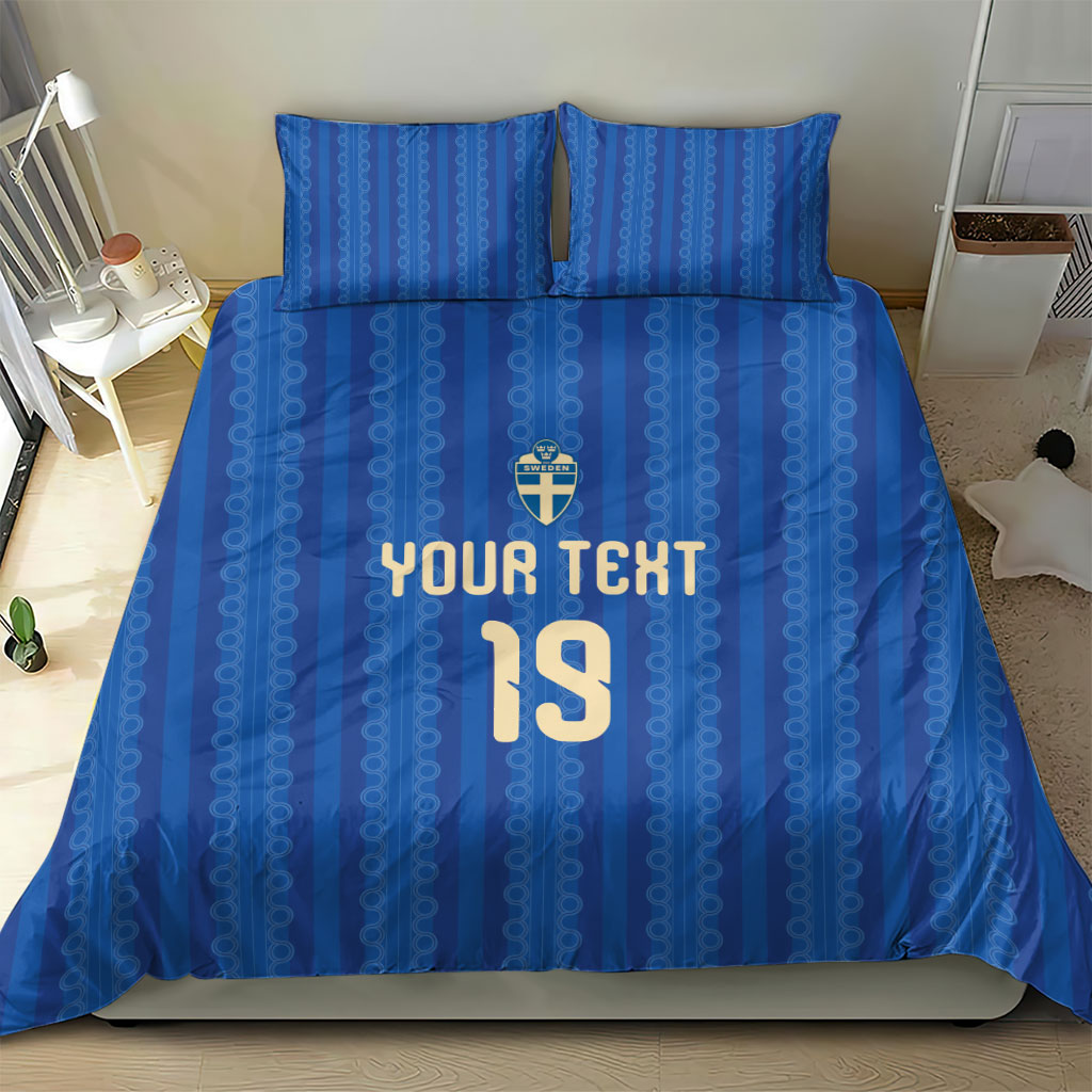 Custom World Football 2026 Sweden Bedding Set Swedish The Blue and Yellow Champions
