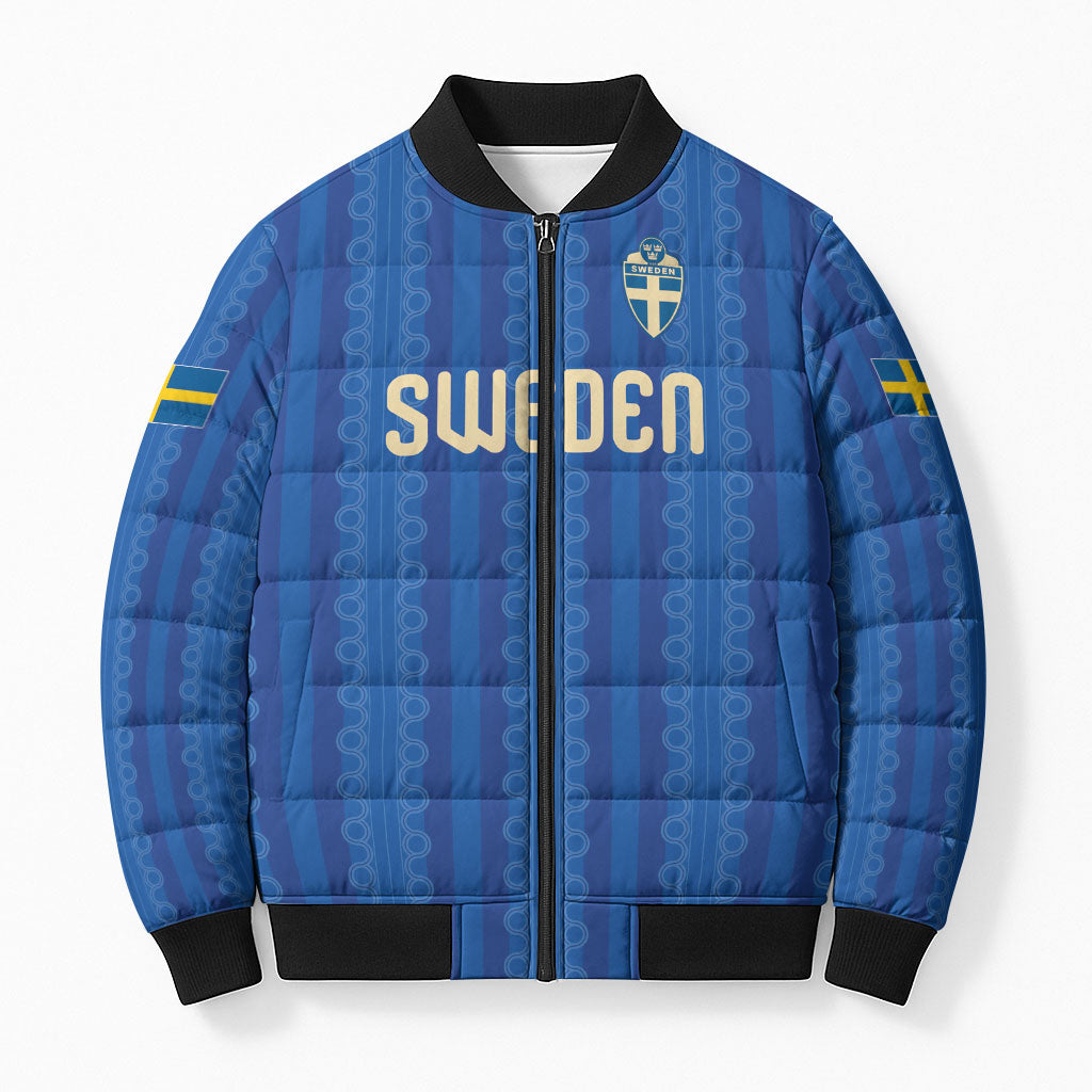 Custom World Football 2026 Sweden Bomber Puffer Jacket Swedish The Blue and Yellow Champions