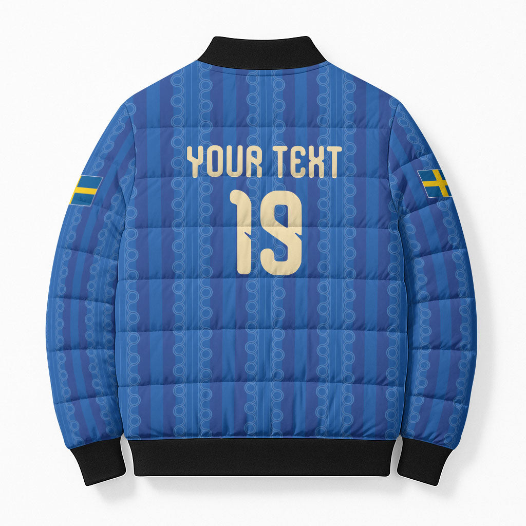 Custom World Football 2026 Sweden Bomber Puffer Jacket Swedish The Blue and Yellow Champions