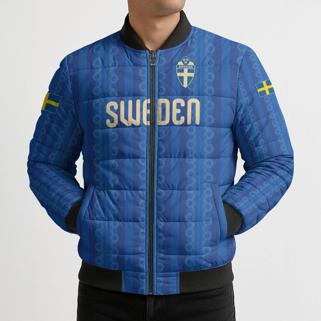 Custom World Football 2026 Sweden Bomber Puffer Jacket Swedish The Blue and Yellow Champions