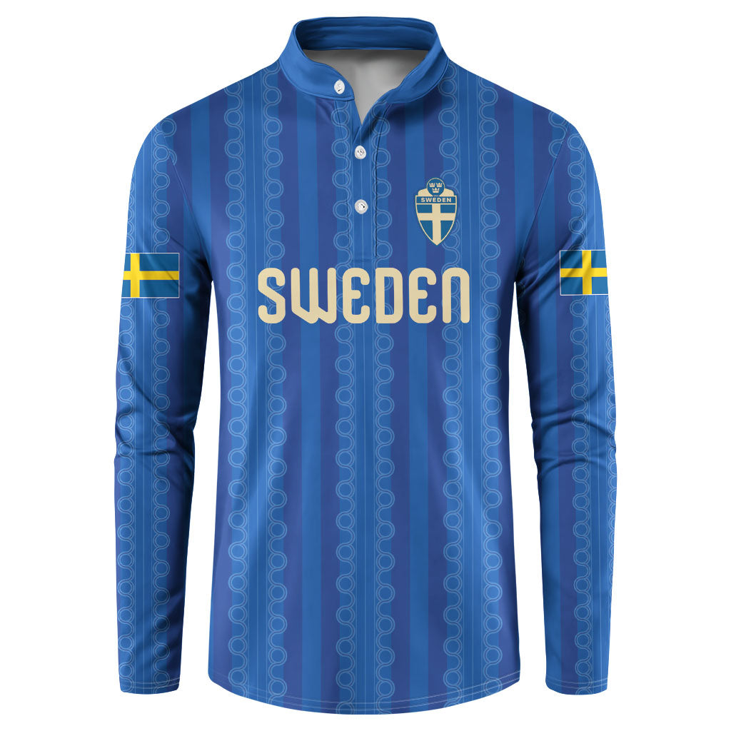 Custom World Football 2026 Sweden Button Sweatshirt Swedish The Blue and Yellow Champions