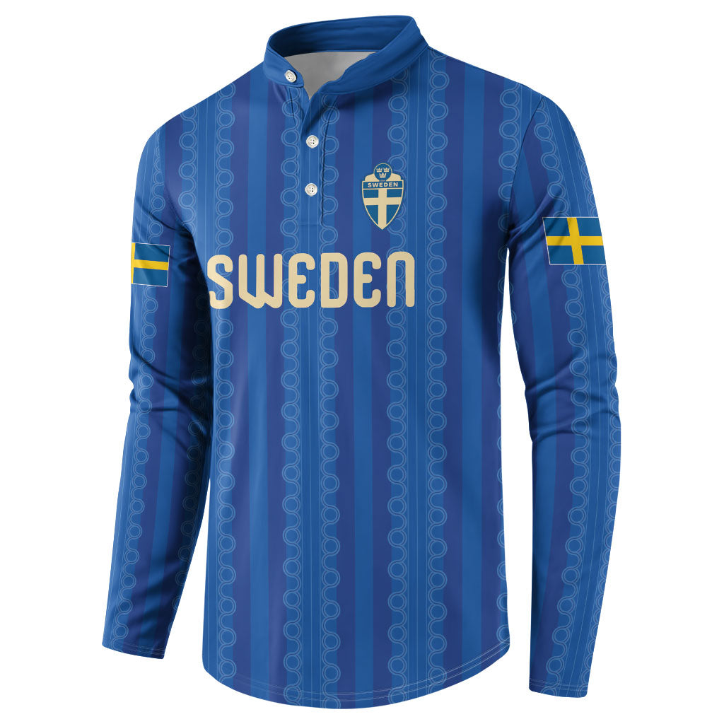 Custom World Football 2026 Sweden Button Sweatshirt Swedish The Blue and Yellow Champions