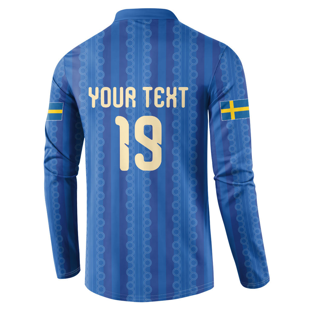 Custom World Football 2026 Sweden Button Sweatshirt Swedish The Blue and Yellow Champions