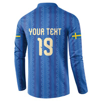Custom World Football 2026 Sweden Button Sweatshirt Swedish The Blue and Yellow Champions
