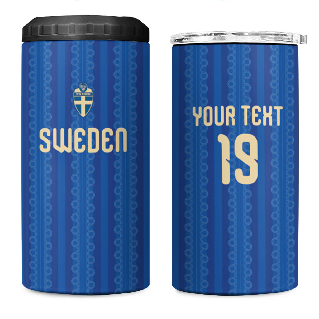 Custom World Football 2026 Sweden 4 in 1 Can Cooler Tumbler Swedish The Blue and Yellow Champions