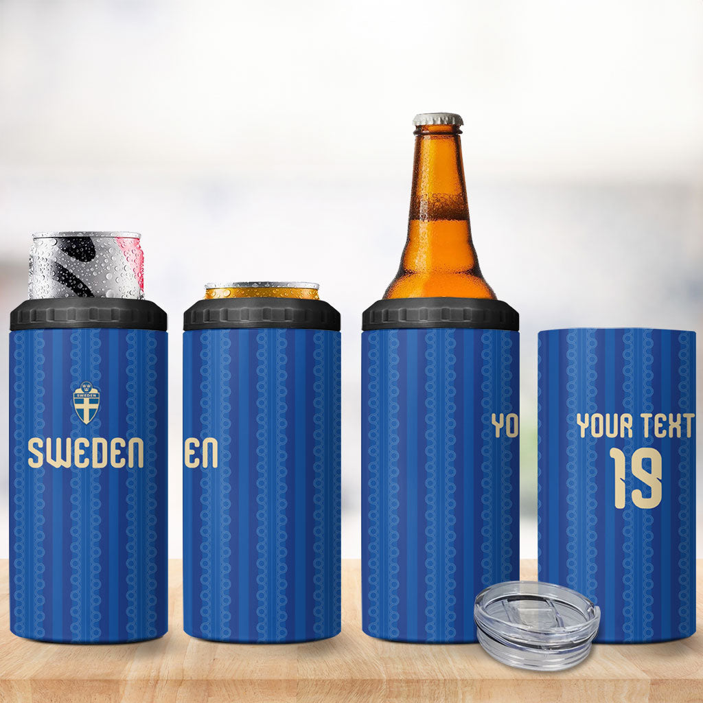 Custom World Football 2026 Sweden 4 in 1 Can Cooler Tumbler Swedish The Blue and Yellow Champions