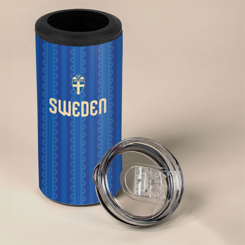 Custom World Football 2026 Sweden 4 in 1 Can Cooler Tumbler Swedish The Blue and Yellow Champions