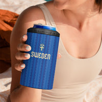 Custom World Football 2026 Sweden 4 in 1 Can Cooler Tumbler Swedish The Blue and Yellow Champions