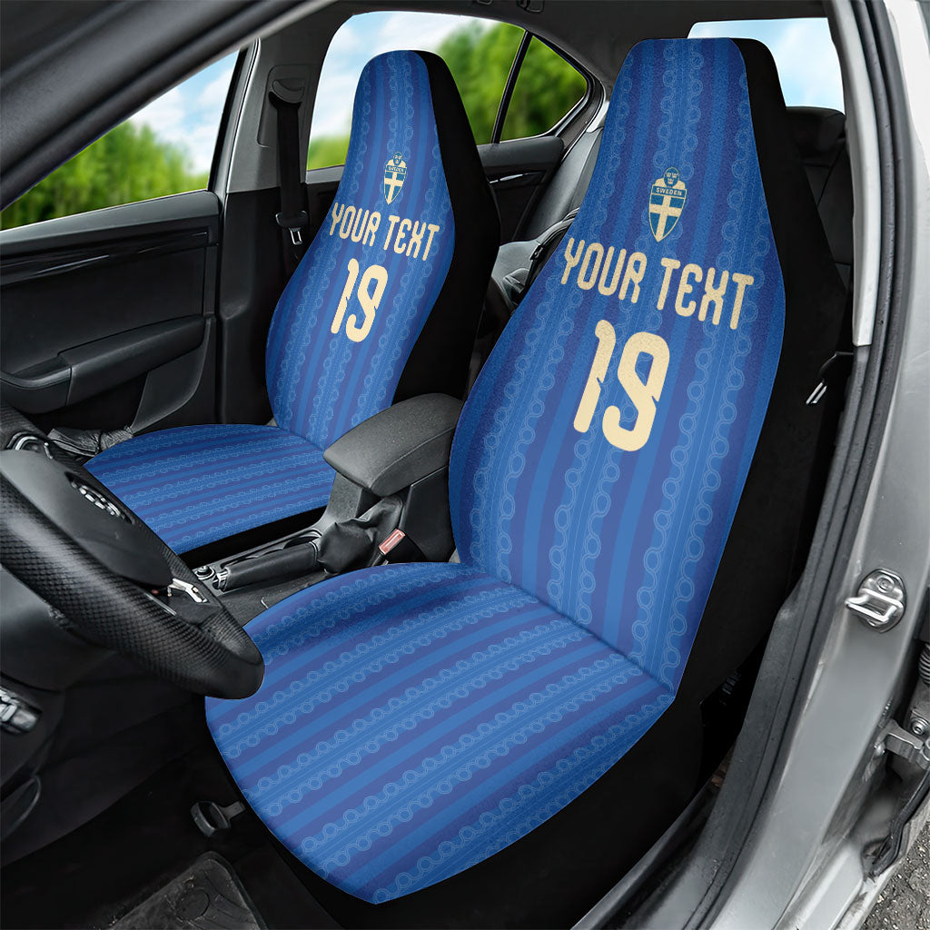 Custom World Football 2026 Sweden Car Seat Cover Swedish The Blue and Yellow Champions