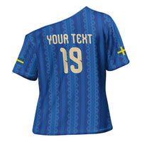 Custom World Football 2026 Sweden Cross Shoulder Shirt Swedish The Blue and Yellow Champions