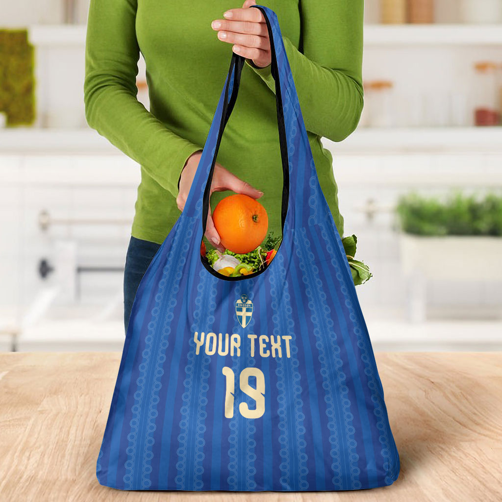 Custom World Football 2026 Sweden Grocery Bag Swedish The Blue and Yellow Champions