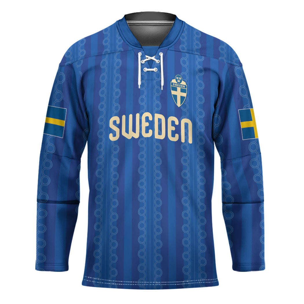 Custom World Football 2026 Sweden Hockey Jersey Swedish The Blue and Yellow Champions