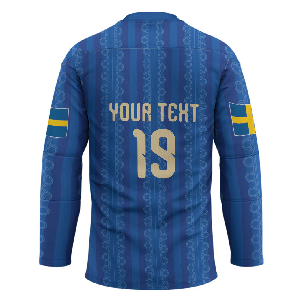 Custom World Football 2026 Sweden Hockey Jersey Swedish The Blue and Yellow Champions