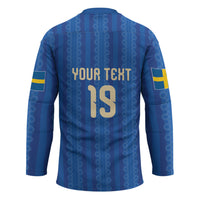 Custom World Football 2026 Sweden Hockey Jersey Swedish The Blue and Yellow Champions
