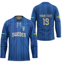 Custom World Football 2026 Sweden Hockey Jersey Swedish The Blue and Yellow Champions