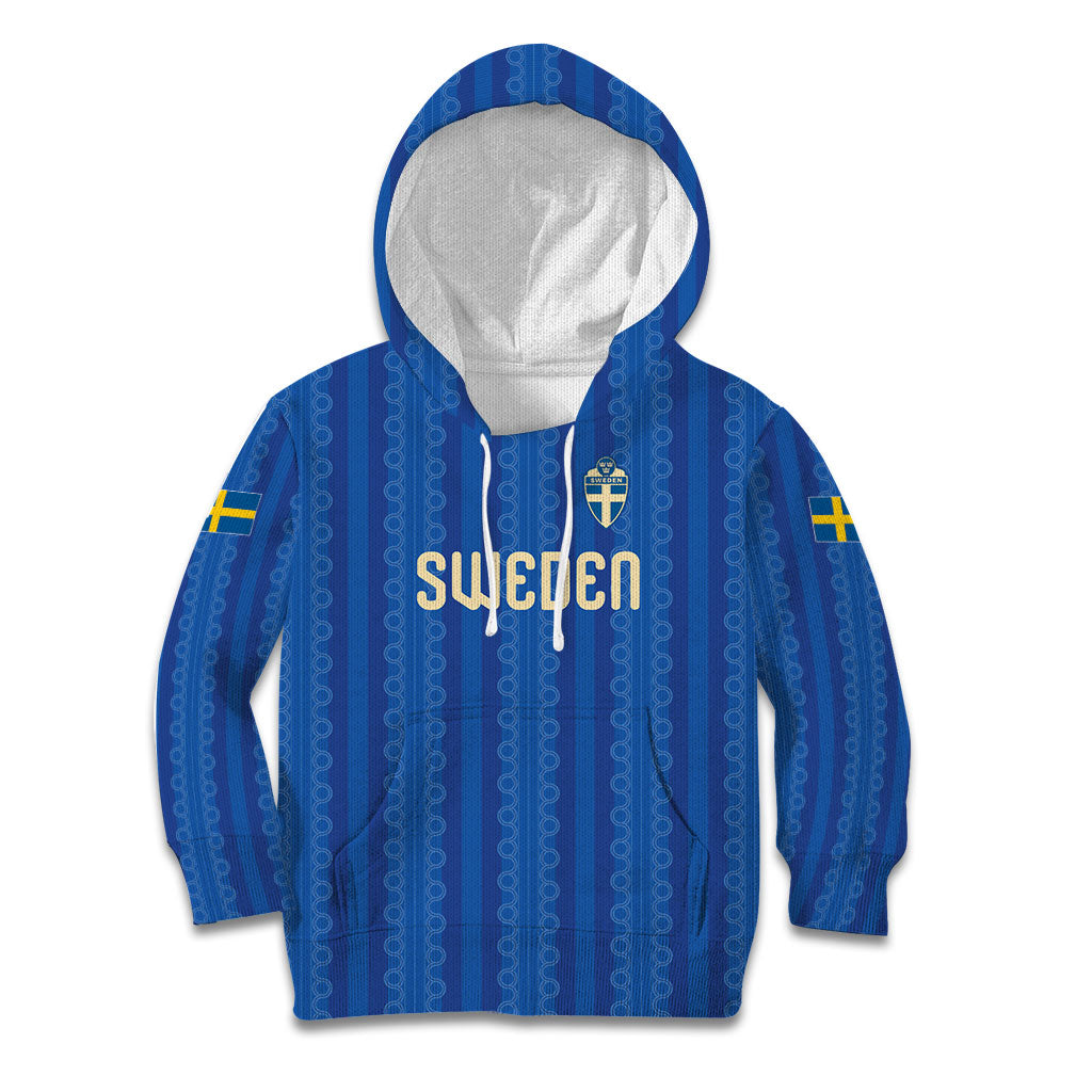Custom World Football 2026 Sweden Kid Hoodie Swedish The Blue and Yellow Champions