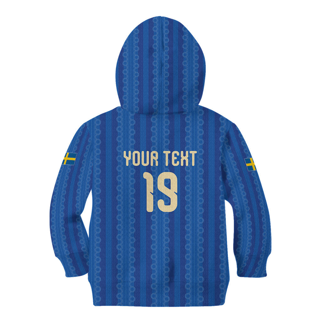 Custom World Football 2026 Sweden Kid Hoodie Swedish The Blue and Yellow Champions