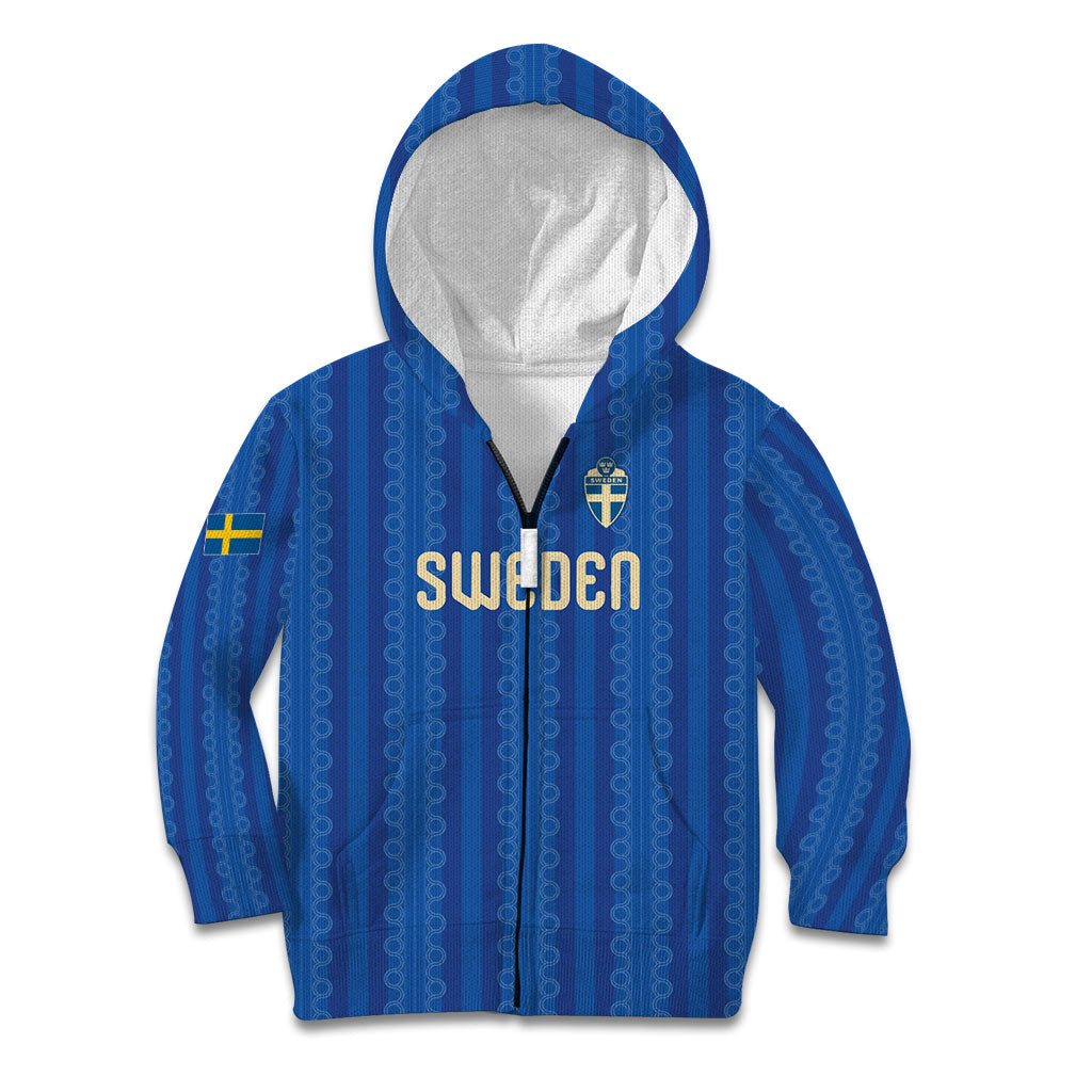 Custom World Football 2026 Sweden Kid Hoodie Swedish The Blue and Yellow Champions