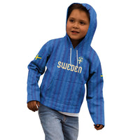 Custom World Football 2026 Sweden Kid Hoodie Swedish The Blue and Yellow Champions