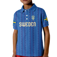 Custom World Football 2026 Sweden Kid Polo Shirt Swedish The Blue and Yellow Champions