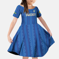 Custom World Football 2026 Sweden Kid Short Sleeve Dress Swedish The Blue and Yellow Champions