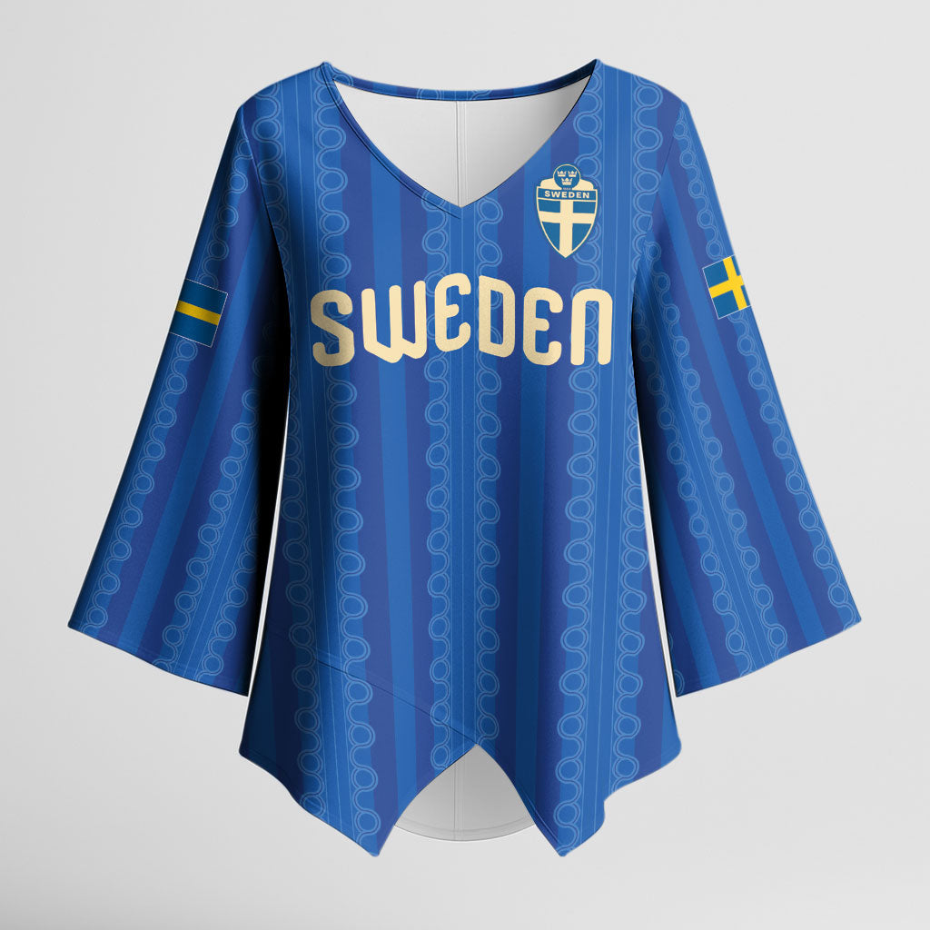 Custom World Football 2026 Sweden Kimono Sleeve Blouse Swedish The Blue and Yellow Champions