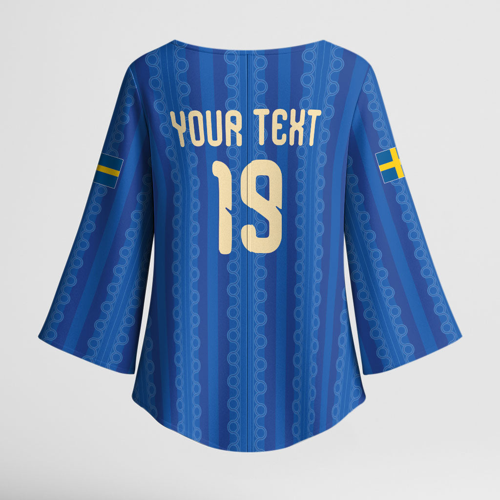 Custom World Football 2026 Sweden Kimono Sleeve Blouse Swedish The Blue and Yellow Champions