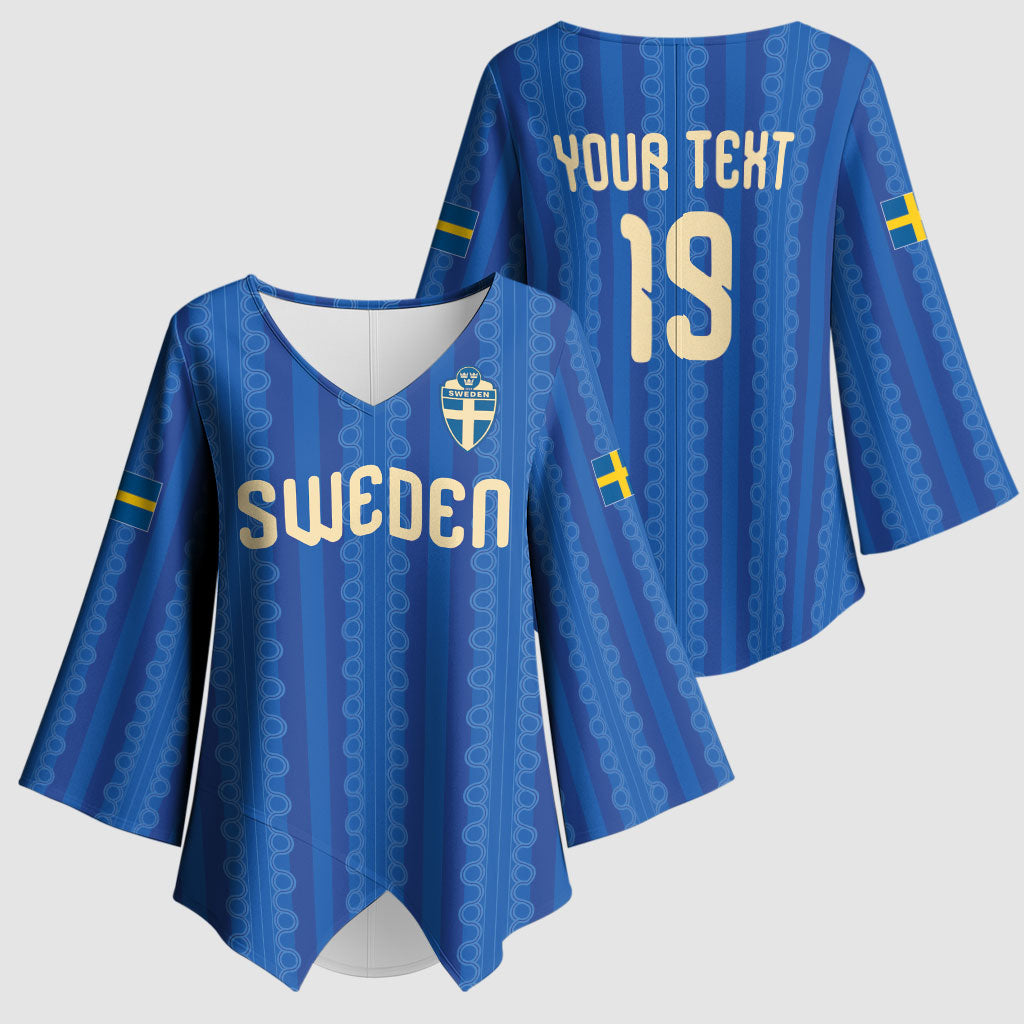 Custom World Football 2026 Sweden Kimono Sleeve Blouse Swedish The Blue and Yellow Champions