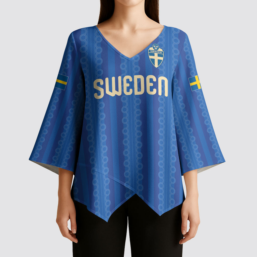 Custom World Football 2026 Sweden Kimono Sleeve Blouse Swedish The Blue and Yellow Champions