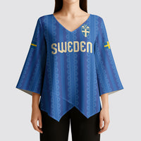 Custom World Football 2026 Sweden Kimono Sleeve Blouse Swedish The Blue and Yellow Champions
