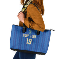 Custom World Football 2026 Sweden Leather Tote Bag Swedish The Blue and Yellow Champions