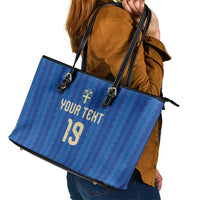 Custom World Football 2026 Sweden Leather Tote Bag Swedish The Blue and Yellow Champions