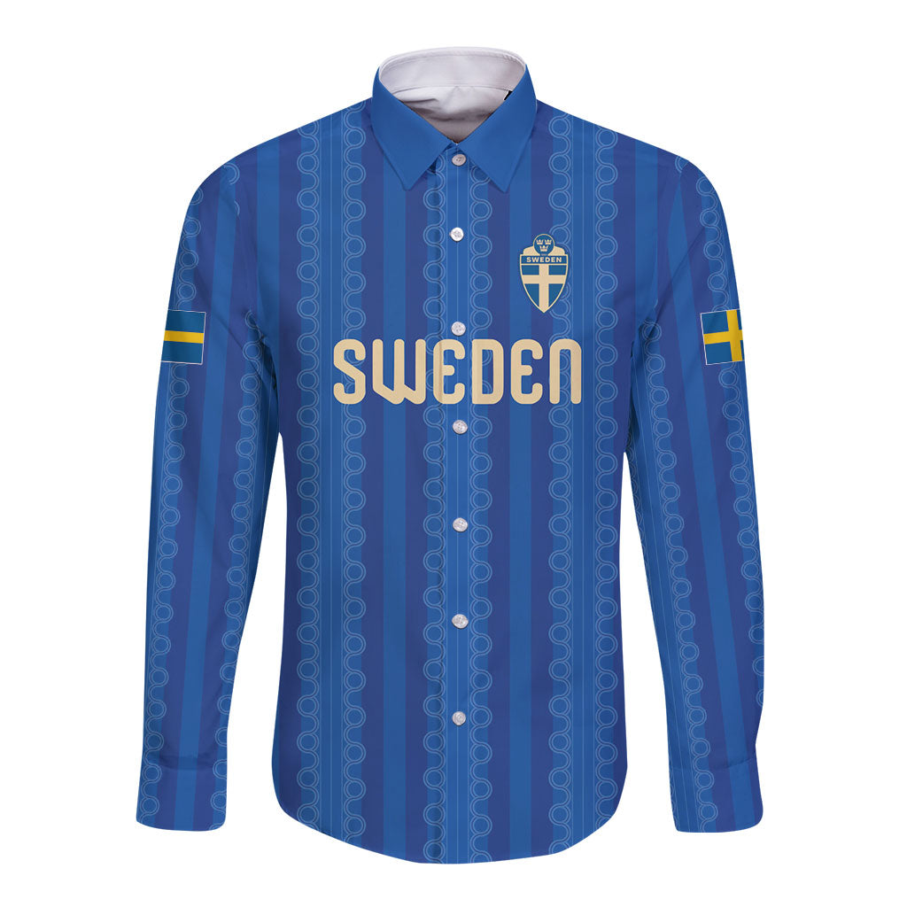 Custom World Football 2026 Sweden Long Sleeve Button Shirt Swedish The Blue and Yellow Champions