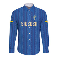 Custom World Football 2026 Sweden Long Sleeve Button Shirt Swedish The Blue and Yellow Champions