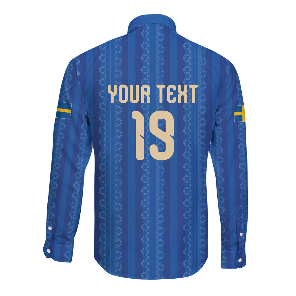 Custom World Football 2026 Sweden Long Sleeve Button Shirt Swedish The Blue and Yellow Champions