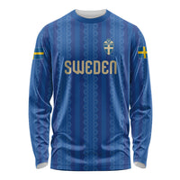 Custom World Football 2026 Sweden Long Sleeve Shirt Swedish The Blue and Yellow Champions
