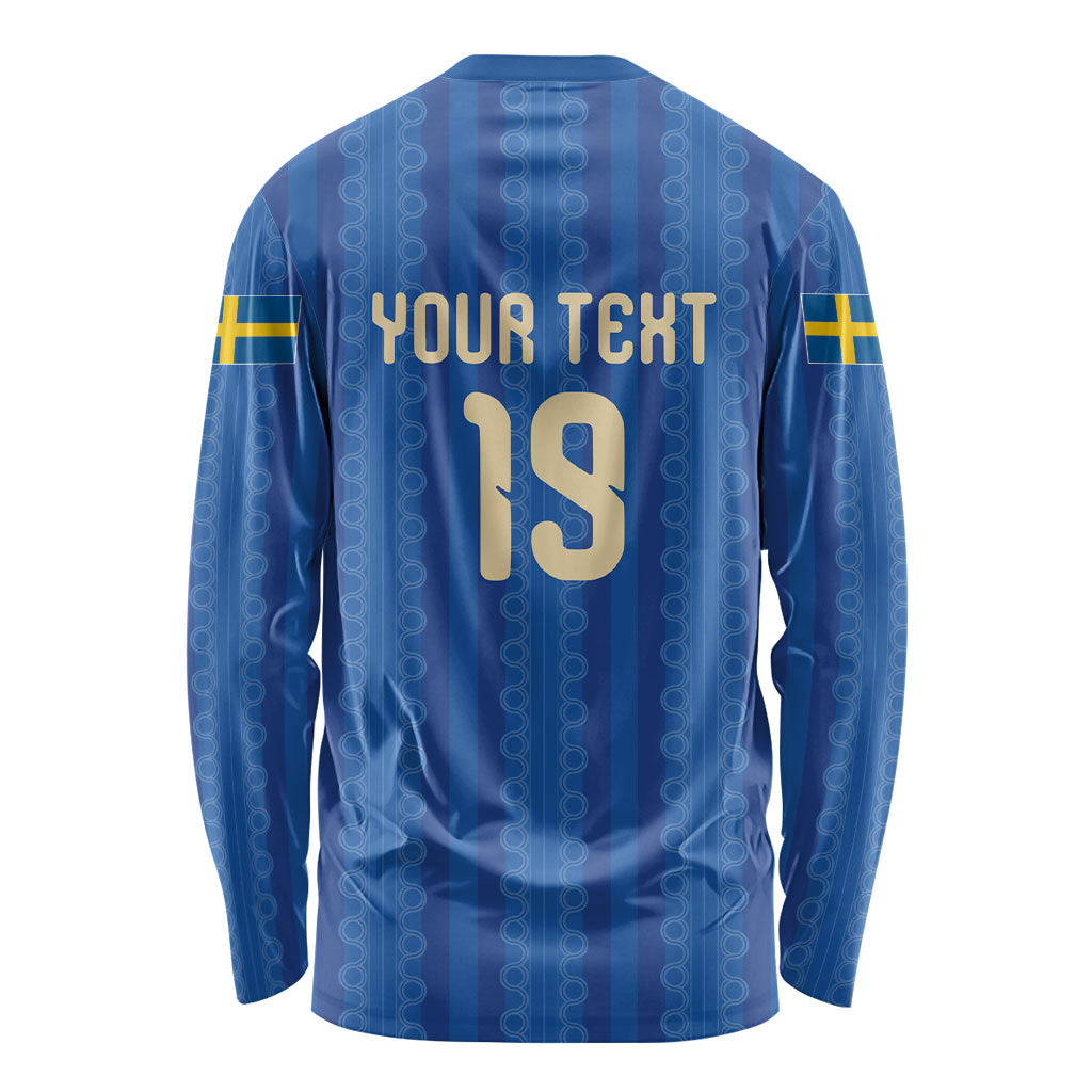 Custom World Football 2026 Sweden Long Sleeve Shirt Swedish The Blue and Yellow Champions