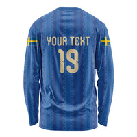 Custom World Football 2026 Sweden Long Sleeve Shirt Swedish The Blue and Yellow Champions