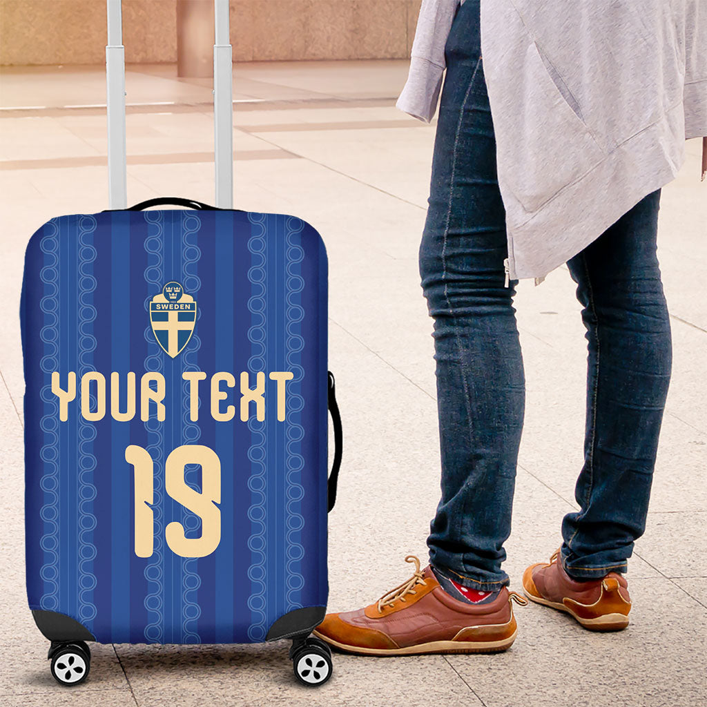 Custom World Football 2026 Sweden Luggage Cover Swedish The Blue and Yellow Champions