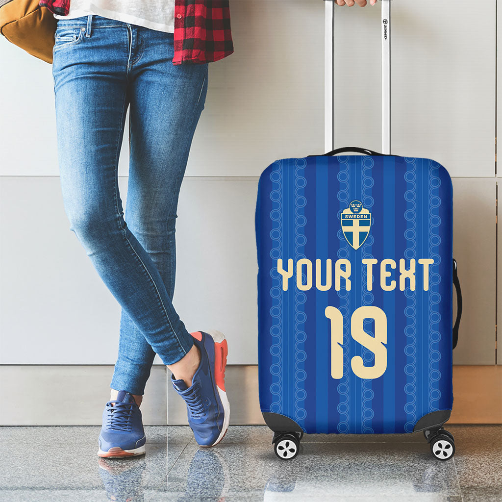 Custom World Football 2026 Sweden Luggage Cover Swedish The Blue and Yellow Champions