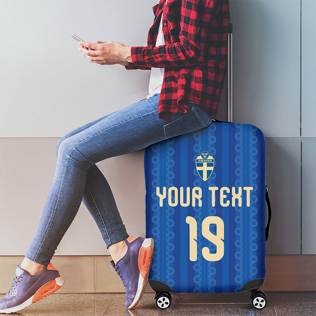Custom World Football 2026 Sweden Luggage Cover Swedish The Blue and Yellow Champions